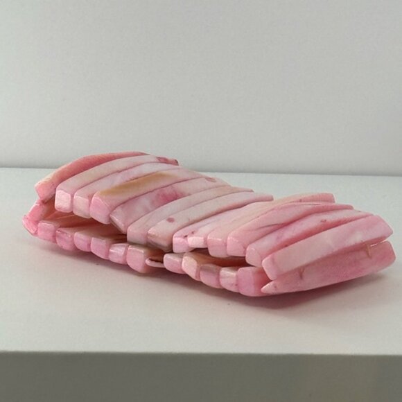 Vtg Pink mother of pearl cuff Bracelet - Picture 3 of 6